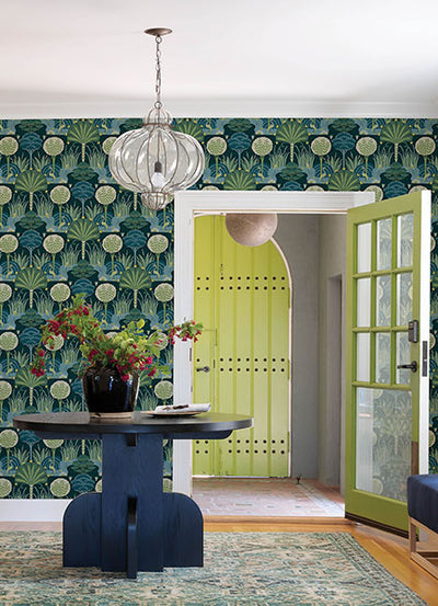 product image for Mandeville Teal Tropical Paradise Wallpaper by Scott Living 17