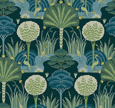 product image for Mandeville Teal Tropical Paradise Wallpaper by Scott Living 18