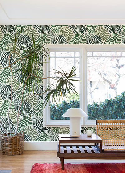 product image for Trousdale Green Fanning Flora Wallpaper by Scott Living 35