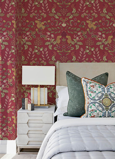 product image for Getty Rasberry Jungle Damask Wallpaper by Scott Living 41