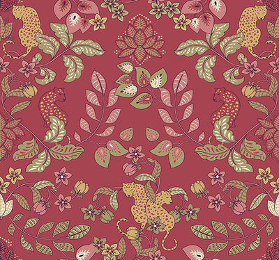 product image of Getty Rasberry Jungle Damask Wallpaper by Scott Living 522