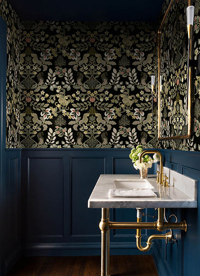 product image for Getty Black Jungle Damask Wallpaper by Scott Living 66