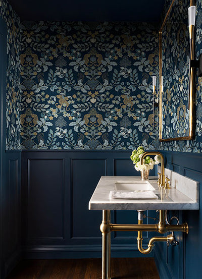 product image for Getty Navy Jungle Damask Wallpaper by Scott Living 91