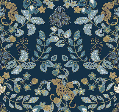 product image for Getty Navy Jungle Damask Wallpaper by Scott Living 2