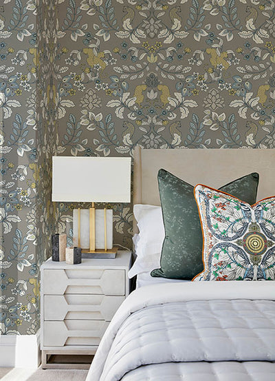 product image for Getty Grey Jungle Damask Wallpaper by Scott Living 31