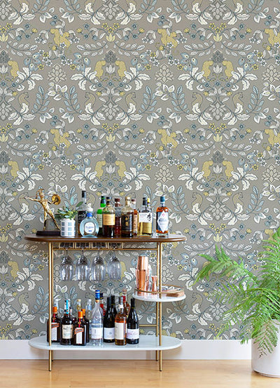 product image for Getty Grey Jungle Damask Wallpaper by Scott Living 88