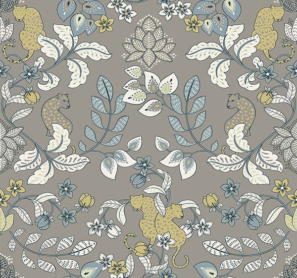 media image for Getty Grey Jungle Damask Wallpaper by Scott Living 258