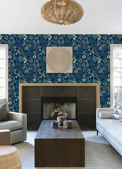 product image for Marilyn Dark Blue Floral Trail Wallpaper by Scott Living 60