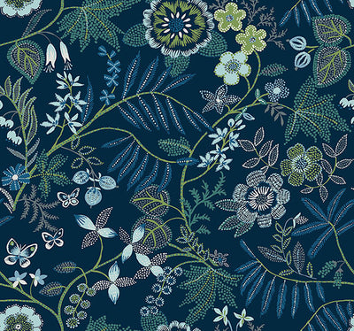 product image of Marilyn Dark Blue Floral Trail Wallpaper by Scott Living 591