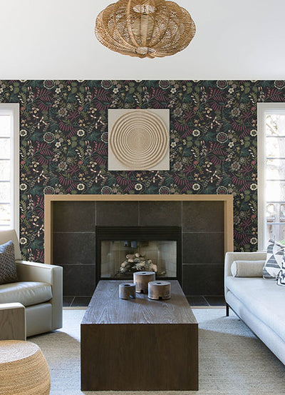 product image for Marilyn Black Floral Trail Wallpaper by Scott Living 93