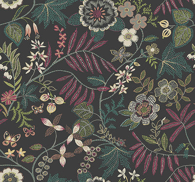 product image for Marilyn Black Floral Trail Wallpaper by Scott Living 44