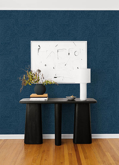 product image for Mortenson Navy Geometric Wallpaper by Scott Living 96