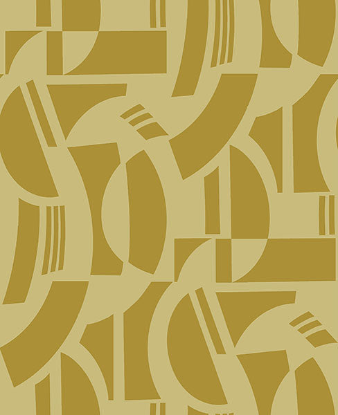 media image for Carter Gold Geometric Flock Wallpaper by Scott Living 273