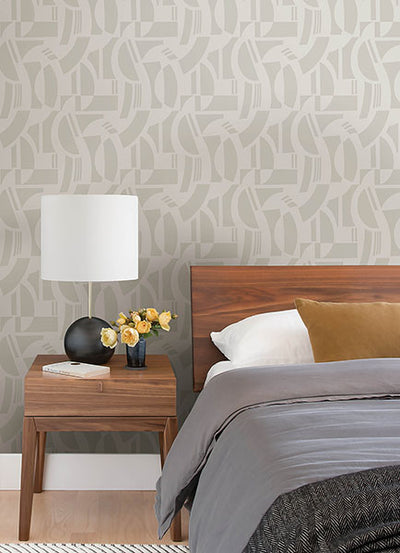 product image for Carter Cream Geometric Flock Wallpaper by Scott Living 59