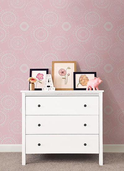 product image for Sonnet Pink Floral Wallpaper from the Fable Collection by Brewster 88