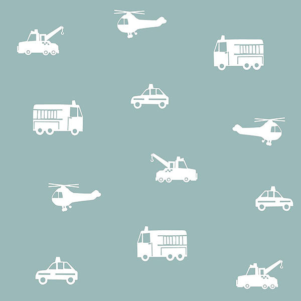 media image for Briony Blue Vehicles Wallpaper from the Fable Collection by Brewster 299