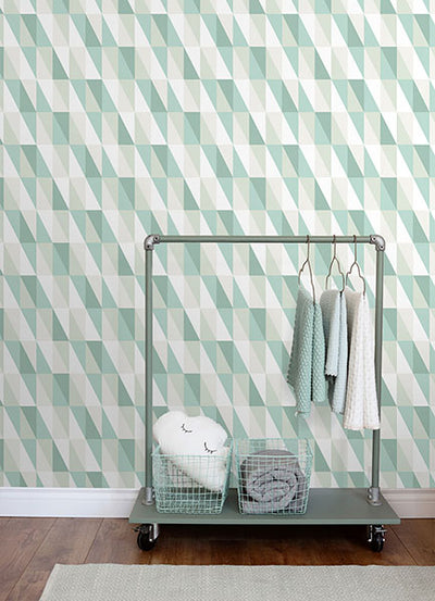 product image for Inez Teal Geometric Wallpaper from the Fable Collection by Brewster 7