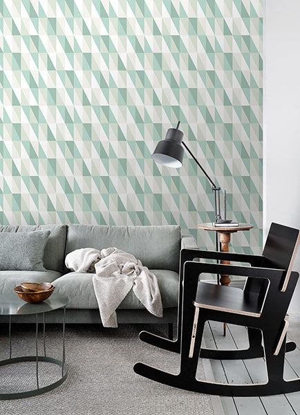 media image for Inez Teal Geometric Wallpaper from the Fable Collection by Brewster 292