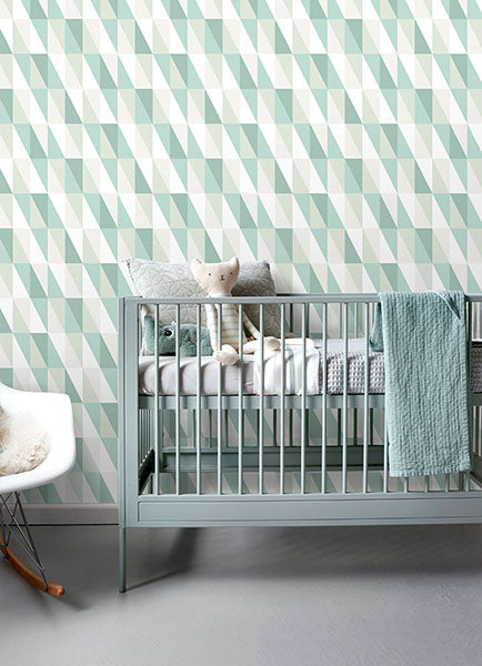 media image for Inez Teal Geometric Wallpaper from the Fable Collection by Brewster 233