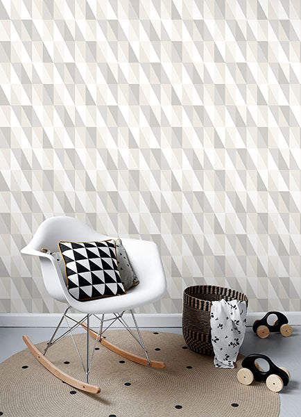 media image for Inez Neutral Geometric Wallpaper from the Fable Collection by Brewster 290