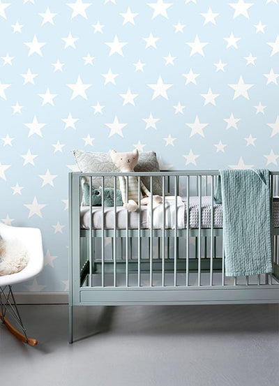 product image for Amira Sky Blue Stars Wallpaper from the Fable Collection by Brewster 47