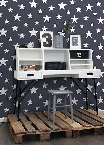 product image for Amira Navy Stars Wallpaper from the Fable Collection by Brewster 25