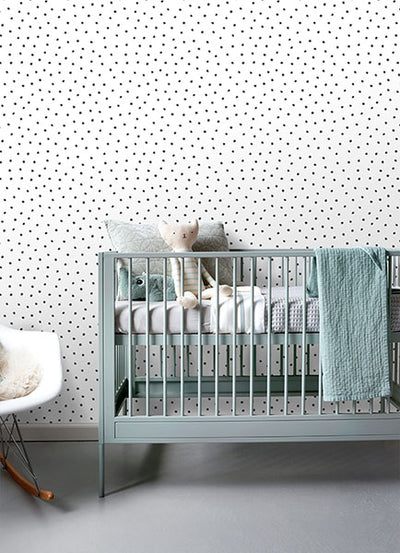 product image for Pixie Black Dots Wallpaper from the Fable Collection by Brewster 76