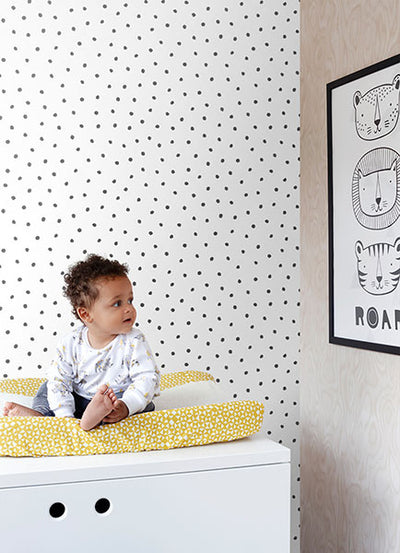 product image for Pixie Black Dots Wallpaper from the Fable Collection by Brewster 60