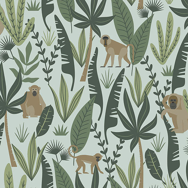 media image for Kiki Green Monkeys Wallpaper from the Fable Collection by Brewster 294