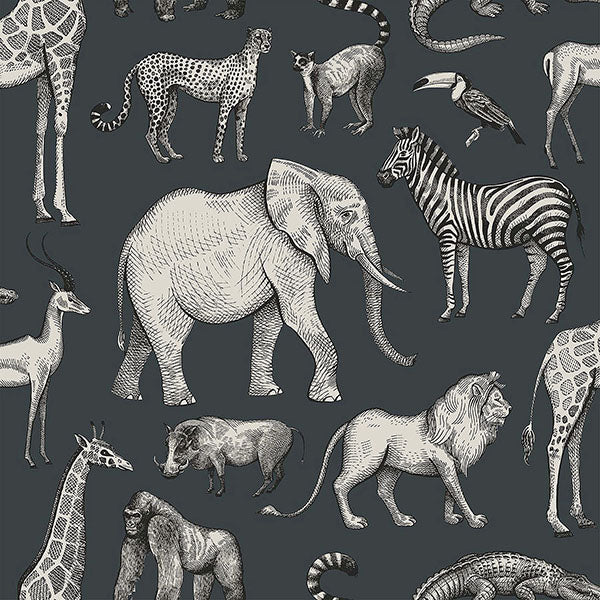 media image for Kenji Navy Safari Wallpaper from the Fable Collection by Brewster 277