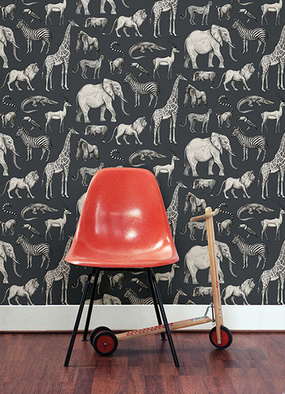 product image for Kenji Navy Safari Wallpaper from the Fable Collection by Brewster 82