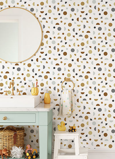 product image for Marilee Neutral Circles Wallpaper from the Fable Collection by Brewster 6