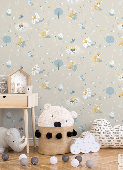 product image for Jesper Beige Campfire Wallpaper from the Fable Collection by Brewster 21