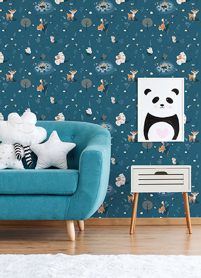 product image for Jesper Blue Campfire Wallpaper from the Fable Collection by Brewster 91