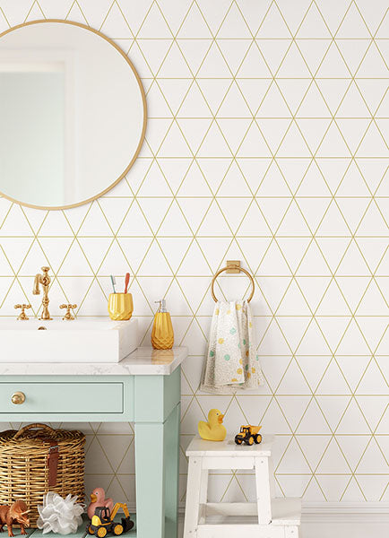 media image for Leda Metallic Geometric Wallpaper from the Fable Collection by Brewster 262