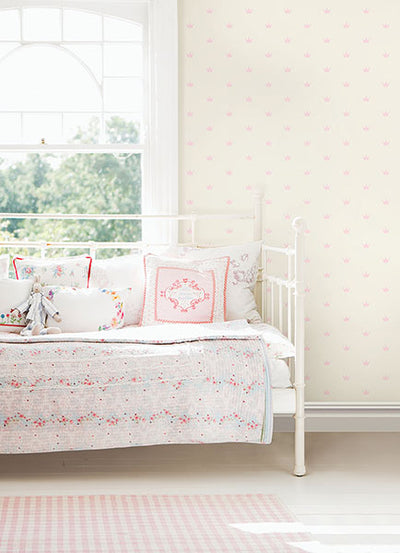 product image for Bea Light Pink Crowns Wallpaper from the Fable Collection by Brewster 56
