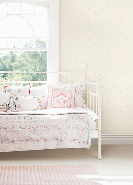 media image for Bea Light Pink Crowns Wallpaper from the Fable Collection by Brewster 268