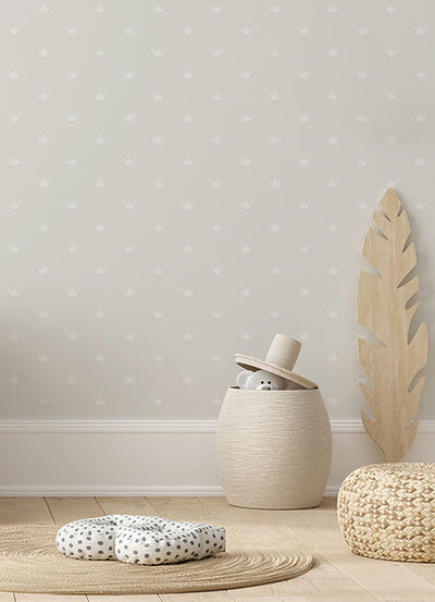 product image for Bea Silver Crowns Wallpaper from the Fable Collection by Brewster 0