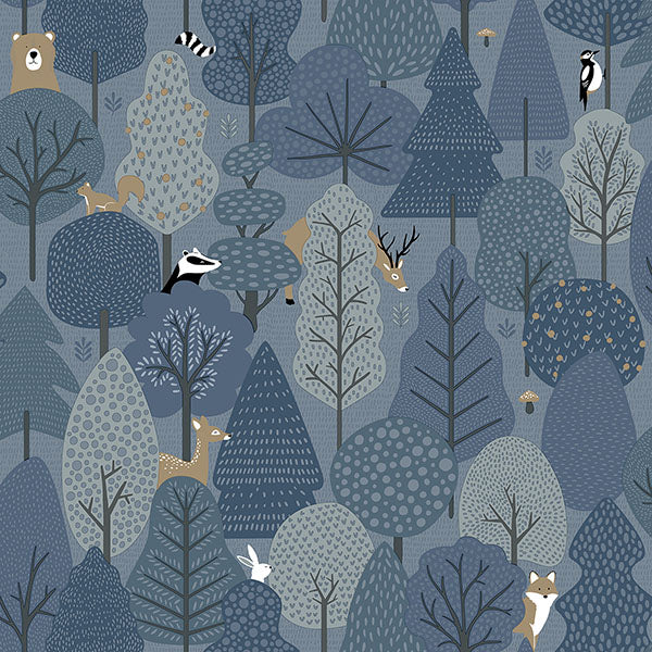 media image for Quillen Indigo Forest Wallpaper from the Fable Collection by Brewster 257