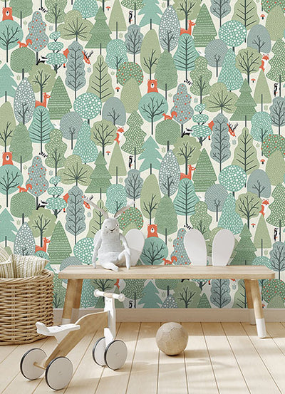 product image for Quillen Green Forest Wallpaper from the Fable Collection by Brewster 49