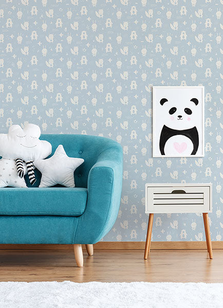 media image for Bitsy Sky Blue Woodland Wallpaper from the Fable Collection by Brewster 269