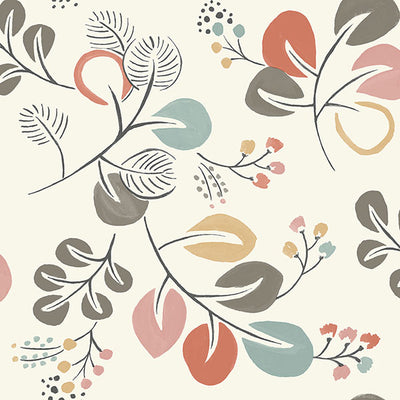 product image of Jonah Multicolor Leaf Trail Wallpaper from Hannah Collection by Brewster 532