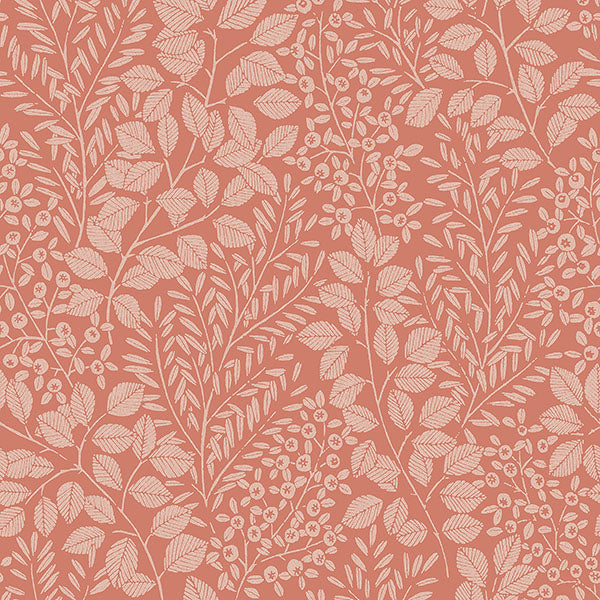 media image for Elin Coral Berry Botanical Wallpaper from Hannah Collection by Brewster 218