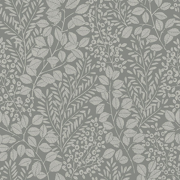 media image for Elin Charcoal Berry Botanical Wallpaper from Hannah Collection by Brewster 281