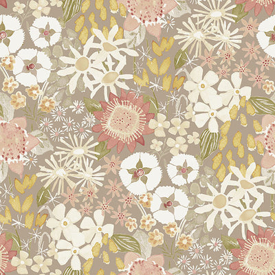 product image of Karina Neutral Wildflower Garden Wallpaper from Hannah Collection by Brewster 564