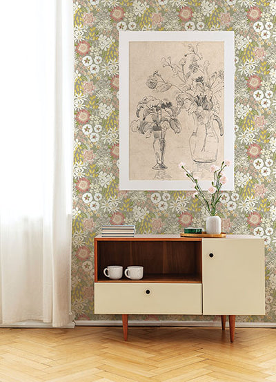 product image for Karina Neutral Wildflower Garden Wallpaper from Hannah Collection by Brewster 31