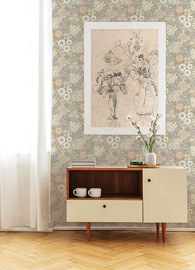 product image for Karina Pastel Wildflower Garden Wallpaper from Hannah Collection by Brewster 45