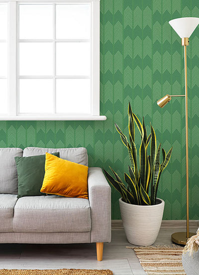 product image for Nyle Green Chevron Stripes Wallpaper from Hannah Collection by Brewster 67