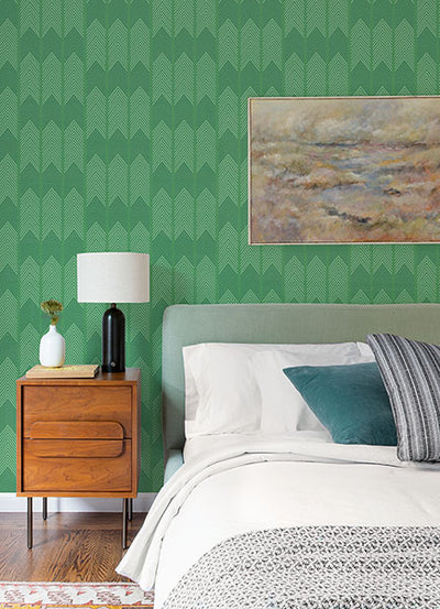 product image for Nyle Green Chevron Stripes Wallpaper from Hannah Collection by Brewster 88