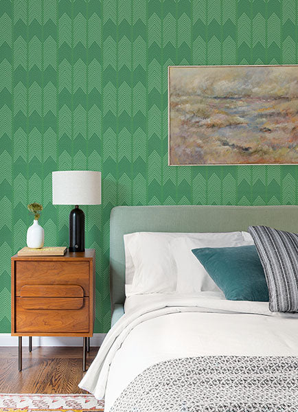 media image for Nyle Green Chevron Stripes Wallpaper from Hannah Collection by Brewster 24